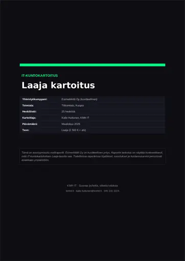 Cover page of the IT health check sample report