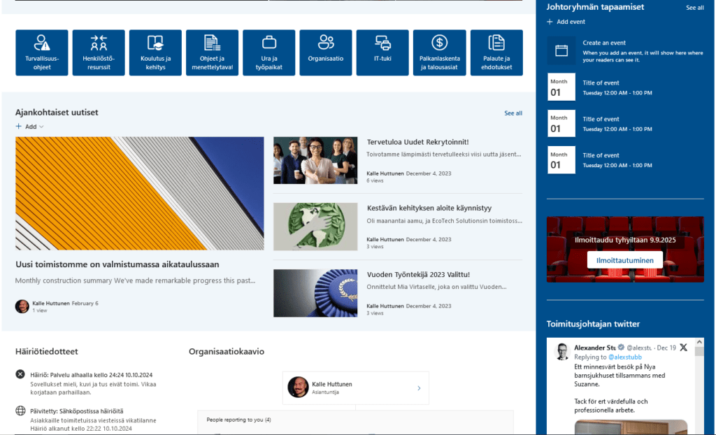 Sharepoint-Intra esimerkkikuva
