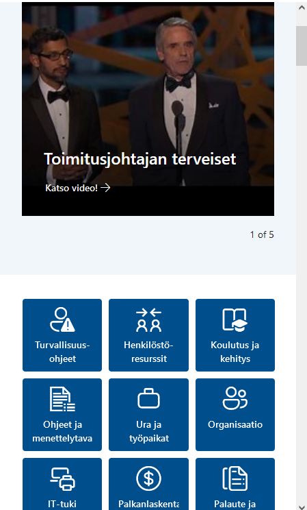 Mobiiliversio Sharepoint-Intrasta